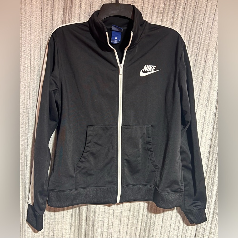 Nike Black and White Zip-Up Track Jacket